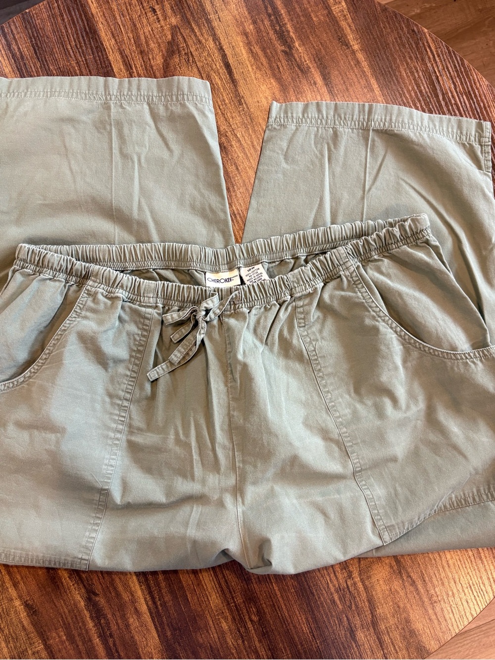 Cherokee Sage Green Cargo-Style Capris with Drawstring